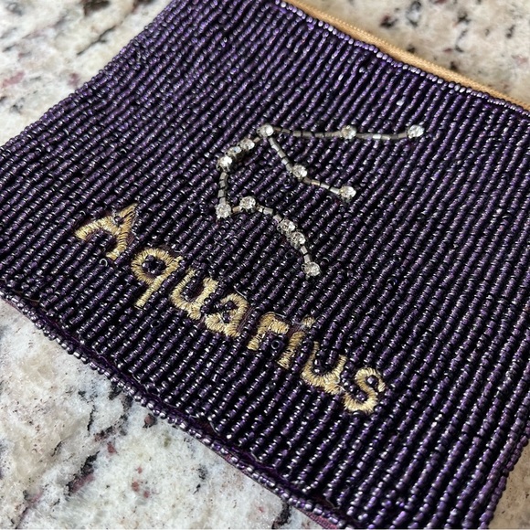 Purple Beaded Aquarius Pouch - Picture 1 of 5